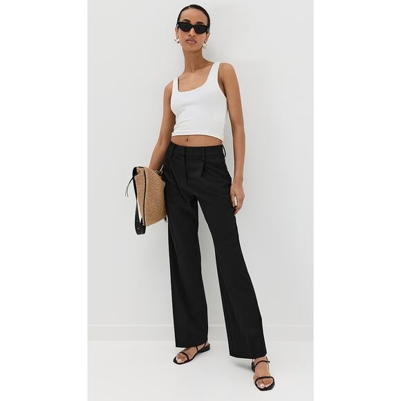 NEW Reformation Alex Mid Rise Pant Pleated Wide Leg Career Workwear Black Sze 10 - Picture 7 of 15